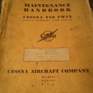 Original Cessna T50 Twin Maintenance Handbook aka AT-8, AT-17, C-78, UC-78 Crane